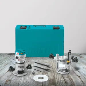 Makita RF1101KIT2 Makita 2-1/4 HP Router Kit with Plunge Base, Soft Start, Rugged Aluminum Motor Housing, Variable Speed, 11 Amp Motor - RF1101KIT2