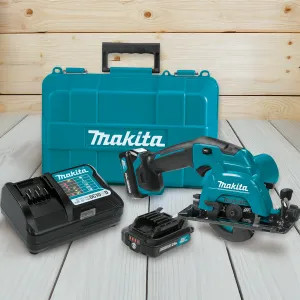 Makita SH02R1 Makita 12V max CXT Lithium-Ion 3-3/8in Cordless Circular Saw Kit with 2-Pack 2.0Ah Battery, Charger, and Tool Case - SH02R1