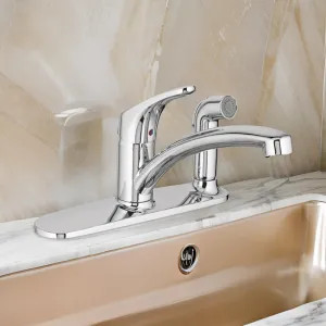 American Standard 7074.030.002 American Standard Colony Pro Single-Handle Kitchen Faucet w/ Spray on Deck Plate, Chrome - 7074.030.002