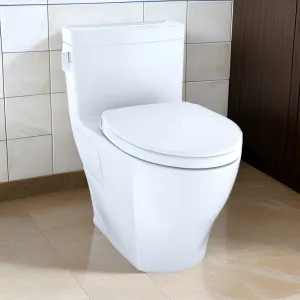 Toto MS624124CEFG#01 TOTO Legato One-Piece Skirted Toilet w/ SoftClose Seat, Elongated, Universal Height, WASHLET+ Ready, 1.28 GPF, Cotton - MS624124CEFG#01