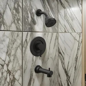 Moen T2193BL Moen Align Posi-Temp Tub/Shower Faucet with Temperature Indicator, 2.5 GPM, 1-Function, Single Lever Handle, M-PACT, Matte Black - T2193BL