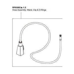 Peerless RP93992-1.5 Peerless Xander Series Wand Assembly with Hose, Clip, and O-rings, 1.5 GPM, Chrome - RP93992-1.5
