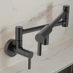 Moen S665BL Moen Two-Handle Pot Filler Faucet w/ Dual Jointed Swing Arm, 5.5 GPM, Matte Black - S665BL