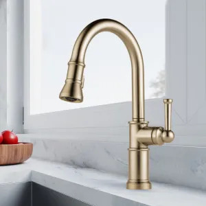 Brizo 63025LF-GL Brizo Artesso Single-Handle Pull-Down Kitchen Faucet w/ 2-Function Sprayer, DIAMOND Seal, MagneDock, 1.8 GPM, Brilliance Luxe Gold - 63025LF-GL