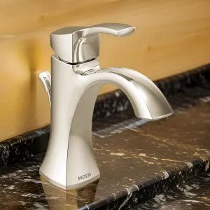 Moen 6903NL Moen Voss Single-Handle High Arc Polished Nickel Bathroom Faucet with Escutcheon and Metal Pop-Up Drain, 1.2 GPM, Single-Hole - 6903NL