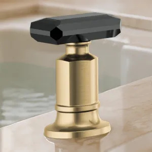 Brizo HK676-GLBC Brizo Invari Roman Tub Faucet Handle Kit w/ Black Crystal Knob, ADA, Brilliance Luxe Gold - HK676-GLBC