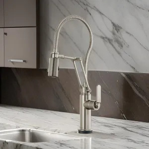 Brizo 64144LF-SS Brizo Litze One-Handle Articulating Kitchen Faucet with Finished Hose, SmartTouch, 1.8 GPM, Brilliance Stainless - 64144LF-SS