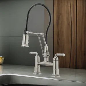 Brizo 62274LF-SS Brizo Rook Two-Handle Widespread Articulating Bridge Kitchen Sink Faucet, 1.8 GPM, Brilliance Stainless - 62274LF-SS