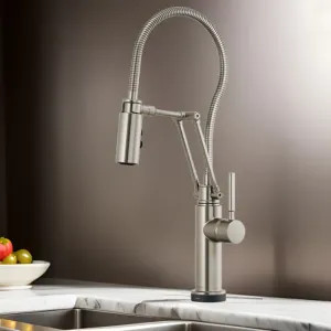 Brizo 64121LF-SS Brizo Solna Single-Handle Articulating Kitchen Faucet with Finished Hose, SmartTouch, ADA, 1.8 GPM, Brilliance Stainless - 64121LF-SS