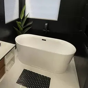 Trone Plumbing FLORA Trone 59in x 30in White Freestanding Acrylic Soaker Tub - FLORA59