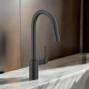 Moen 7565EVBL Moen Align Smart Single Handle High-Arc Pull-Down Kitchen Faucet, Matte Black - 7565EVBL