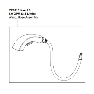 Peerless RP101014-1.0 Peerless Parkwood Chrome Hose Assembly, Wand, Clip, And O-Ring Replacement Part For P6935LF Kitchen Faucet, 1 GPM - RP101014-1.0