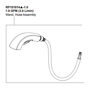 Peerless RP101014SS-1.0 Peerless Parkwood Stainless Hose Assembly, Wand, Clip, And O-Ring Replacement Part For P6935LF Kitchen Faucet, 1 GPM - RP101014SS-1.0