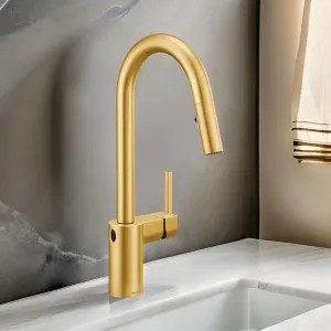 Moen 7565EWBG Moen Align Single Handle High-Arc Pull-Down Kitchen Faucet w/ MotionSense Wave, Brushed Gold - 7565EWBG