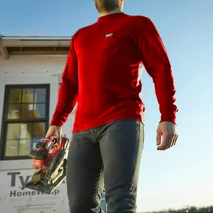 Milwaukee 602R-2X Milwaukee 2XL Red Heavy Duty Pocket T-Shirt with Sun Protection, Tagless Neck Label, and Anti-microbial Treatment, Long Sleeve - 602R-2X