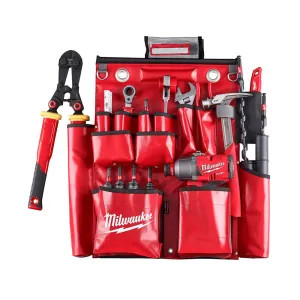 Milwaukee 48-22-8291 Milwaukee Red Lineman's Compact Aerial Tool Apron with 18 Custom Pockets, Vinyl - 48-22-8291 