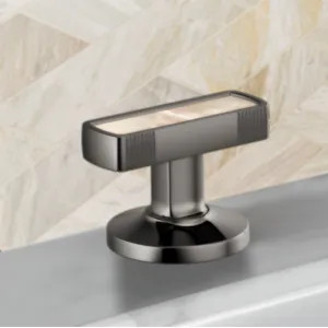 Brizo HI5306-BNXPL Brizo Kintsu Widespread Lavatory Knob with Mother of Pearl Inlay Handle Kit, Brilliance Black Onyx - HI5306-BNXPL