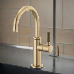 Brizo 61343LF-C-GL Brizo Litze Single-Handle Beverage Faucet with Arc Spout and Knurled Handle, Diamond Seal Technology, 1.5 GPM, Brilliance Luxe Gold - 61343LF-C-GL