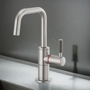 Brizo 61353LF-H-SS Brizo Litze Instant Hot Water Faucet with Square Spout and Knurled Handle, 1.0 GPM, Brilliance Stainless - 61353LF-H-SS
