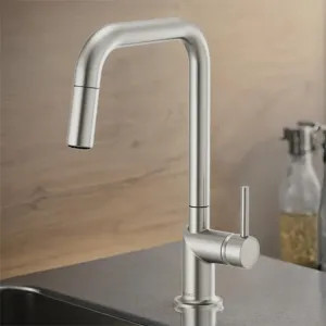 Brizo 63065LF-SSLHP Brizo Odin Single Handle Pull-Down Kitchen Faucet with Square Swivel Spout, MagneDock, DIAMOND Seal, Two Function, 1.8 GPM, Brilliance Stainless - 63065LF-SSLHP