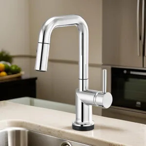 Brizo 64965LF-PCLHP Brizo Odin SmartTouch Pull-Down Prep Kitchen Faucet with Square Spout, Diamond Seal Technology, MagneDock Magnetic Docking, Touch-Clean, 1.8 GPM, Polished Chrome - 64965LF-PCLHP