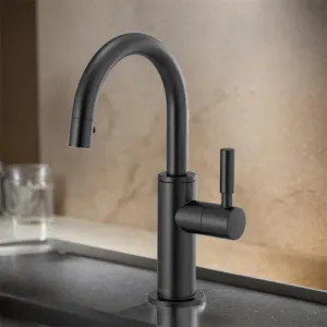 Brizo 61320LF-C-BL Brizo Single-Handle Cold Water Beverage Faucet with Arc Spout, DIAMOND Seal, Lever Handle, ADA, 1.5 GPM, Matte Black - 61320LF-C-BL