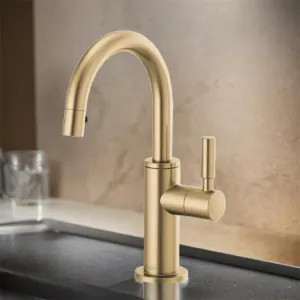 Brizo 61320LF-C-GL Brizo Single-Handle Cold Water Beverage Faucet with Arc Spout, DIAMOND Seal, Lever Handle, ADA, 1.5 GPM, Brilliance Luxe Gold - 61320LF-C-GL