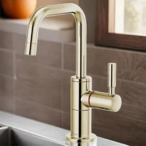 Brizo 61365LF-H-PN Brizo Odin Single-Handle Instant Hot Water Faucet with Square Spout, Deck Mount, ADA, 1.0 GPM, Brilliance Polished Nickel - 61365LF-H-PN