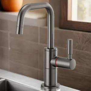 Brizo 61365LF-H-SL Brizo Odin Single-Handle Instant Hot Water Faucet with Square Spout, Deck Mount, ADA, 1.0 GPM, Brilliance Luxe Steel - 61365LF-H-SL