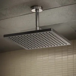 Brizo 81399-BNX-2.5 Brizo Essential Brilliance Black Onyx 12in Single-Function Raincan Shower Head, Square, 2.5 GPM, Touch-Clean Nozzles, WaterSense - 81399-BNX-2.5