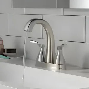 Delta 25775-MPU-DST Delta Stryke High-Arc Centerset Lavatory Faucet With Metal Pop-Up, Two-Handle, DIAMOND Seal, Lever Handles, 1.2 GPM, Chrome - 25775-MPU-DST