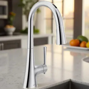 Moen 9126EVC Moen Kurv Smart Single-Handle High Arc Pulldown Kitchen Faucet w/ Voice Activation, 1.5 GPM, Chrome - 9126EVC