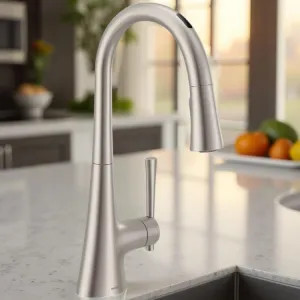 Moen 9126EVSRS Moen Kurv Smart Single-Handle High Arc Pulldown Kitchen Faucet w/ Voice Activation, 1.5 GPM, Spot Resist Stainless - 9126EVSRS