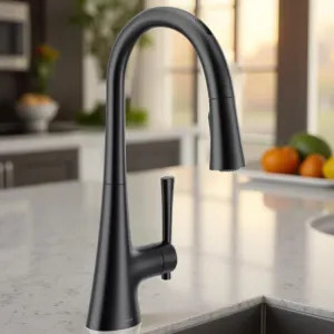 Moen 9126EVBL Moen Kurv Smart Single-Handle High Arc Pulldown Kitchen Faucet w/ Voice Activation, 1.5 GPM, Matte Black - 9126EVBL
