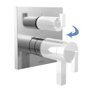 Brizo T75622-PCLHP Brizo Frank Lloyd Wright TempAssure Thermostatic Valve Trim w/ 6-Function Diverter Trim, Less Handles, Polished Chrome - T75622-PCLHP