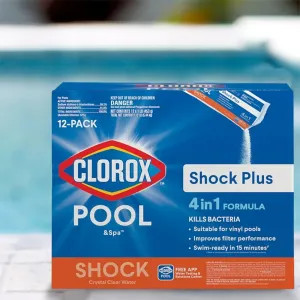  32612CLX Clorox Pool&Spa Shock Plus Pool Chemical, 1 Pound, 12 Packs, White - 32612CLX 