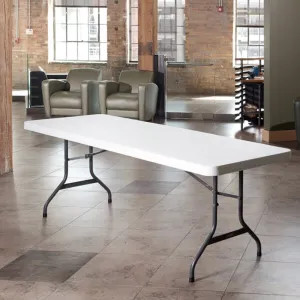 22980 Lifetime 8' Commercial Folding Polyethylene Table, White Granite - 22980