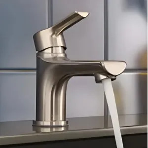 Peerless P1512LF-BN-M-0.5 Peerless Flute Single-Hole Bathroom Faucet with Metal Pop-Up Drain, Single-Handle, 0.5 GPM, Lever Handle, ADA, WaterSense, Brushed Nickel - P1512LF-BN-M-0.5