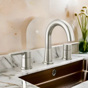 Peerless P3512LF-BN Peerless Flute Widespread Bathroom Faucet with 50/50 Pop-Up Drain, Two-Handle, 1.0 GPM, Lever Handle, ADA, WaterSense, Brushed Nickel - P3512LF-BN