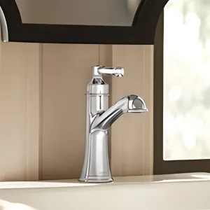 Moen 6803 Moen Dartmoor Single-Handle High Arc Bathroom Faucet with Deckplate and Metal Pop-Up, 1.2 GPM, Pivot Action Lever Handle, Chrome - 6803