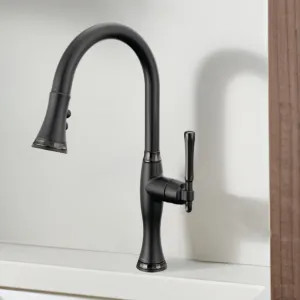 Brizo 63058LF-BLBNX Brizo Tulham Single Handle Pull-Down Kitchen Faucet, 1.8 GPM, Matte Black/Brilliance Black Onyx - 63058LF-BLBNX