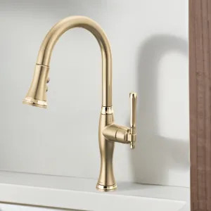 Brizo 63058LF-GLPG Brizo Tulham Single Handle Pull-Down Kitchen Faucet, 1.8 GPM, Brilliance Luxe Gold/ Brilliance Polished Gold - 63058LF-GLPG