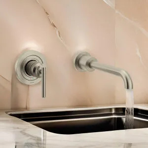 Moen WT961BN Moen Gibson Single-Handle Wall-Mount Tub Faucet, Non-Diverter, 10in Ultrathin Tub Spout, Lever Handle, 8GPM, Brushed Nickel - WT961BN