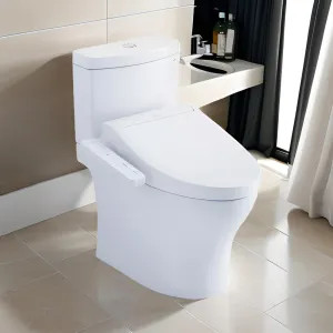 Toto MW4463074CEMFGN#01 TOTO Aquia IV Elongated Two-Piece Toilet With WASHLET+ C2 and Tank Set, 1.28 and 0.9 GPF, Cotton - MW4463074CEMFGN#01