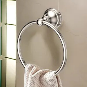 Pfister BRB-TB0D Pfister Tisbury 6in Wall Mounted Towel Ring with Mounting Hardware, All Metal Construction, Polished Nickel - BRB-TB0D