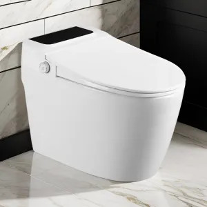 Trone Plumbing  Trone Zentina Smart Bidet Toilet Combo with Toe Touch Sensor, Auto-Open/Close, Digital Display, Heated Seat, Night Light, Auto-Flush, 1.26 GPF, White 