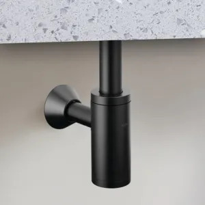 Brizo BT041142-BL Brizo Bottle Trap with Escutcheon and Removable Cleanout Cover, Brass, Matte Black - BT041142-BL