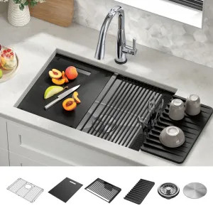 Delta 95B931-27S-SS Delta Rivet 27” x 19” x 9-1/2” Single Bowl Undermount Workstation Kitchen Sink Kit, Stainless Steel - 95B931-27S-SS