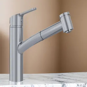 Franke SMA-PO-SNI Franke Smart Single Handle Pull-Out Kitchen Faucet, 150-Degree Swivel Spout, 1.75 GPM, Satin Nickel - SMA-PO-SNI