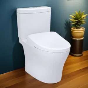 Toto MW4464726CEMFGNA#01 TOTO Aquia IV WASHLET+ Two-Piece Toilet with S7 Bidet Seat, 1.28/0.9 GPF, Auto-Flush, Universal Height, Cotton White - MW4464726CEMFGNA#01